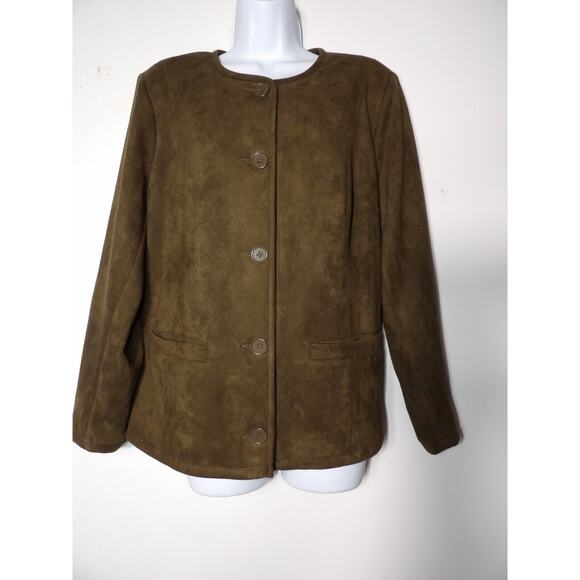 Linea Louis Dell Olio Womens 18W Faux Suede Cardigan Brown Old Money Lined Quiet - Picture 3 of 13